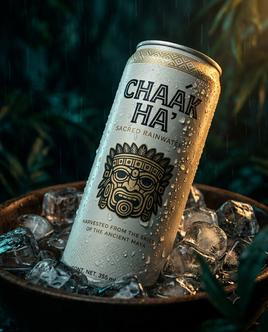 Lata de Chaák Ha' enfriándose en un tazón con hielo